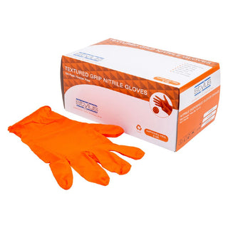 Orange Textured Grip Nitrile Gloves
