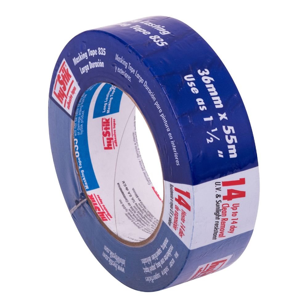 Hystik 835 14 Day Blue Outdoor Masking Tape - 36mm X 55m - Full carton - Pack and Stick