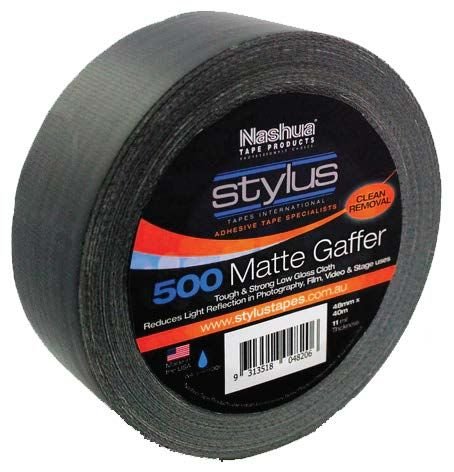 Nashua 500 Delicate Surface Matte Gaffer Tape - 48MM X 40M - Matte Black - Pack and Stick